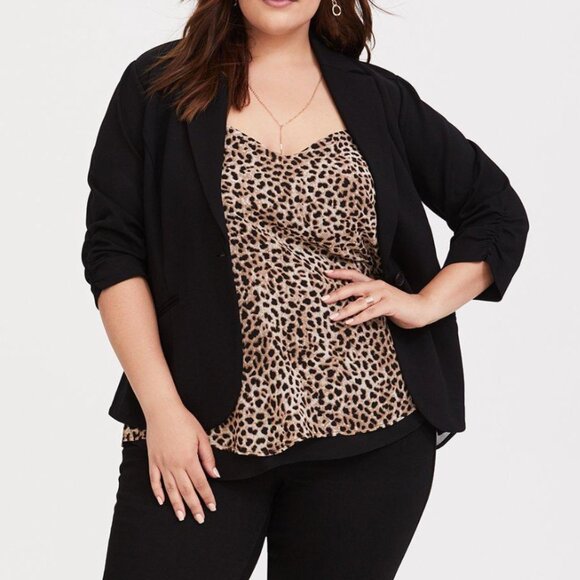 Torrid Chiffon Spaghetti Strap Leopard Flowy Top - Picture 2 of 9